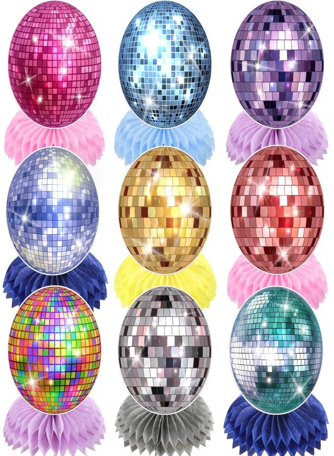 iPartyGo Disco Ball Honeycomb Centerpieces - 9 PCs Colorful 70s Disco Party Decorations Dancing Queen Disco Ball Table Centerpieces Retro Music Party Decor Disco Themed Prom Birthday Party Supplies - Image 1